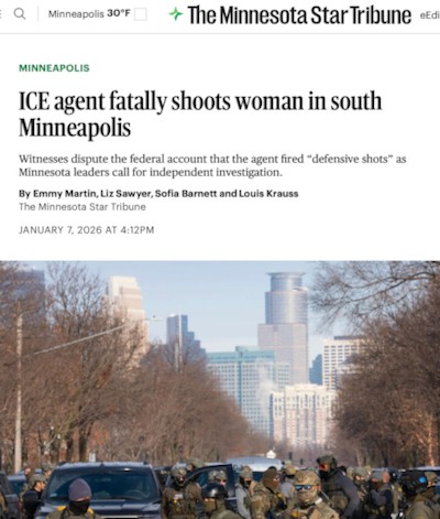 trump noem ICE appear to use excessive violent deadly force unnecessarily in minneapolis minnesota